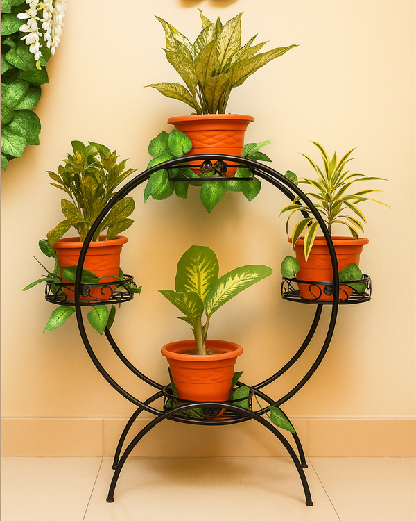 Mini Pot Garden™ Circular Metal Plant Stand | Decorative Multi-Pot Holder | Modern Indoor Garden Rack