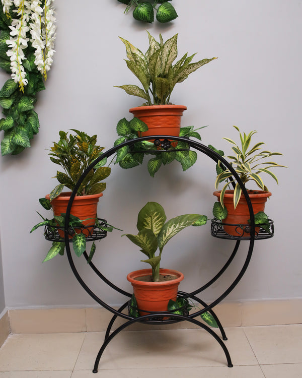 Mini Pot Garden™ Circular Metal Plant Stand | Decorative Multi-Pot Holder | Modern Indoor Garden Rack